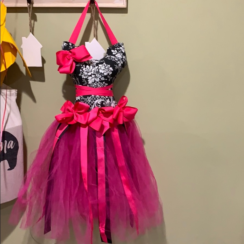Tulle Ballerina Bow Holder in Black & White w/PINK